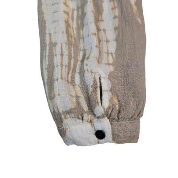 Knox Rose Tie Dye Top Size Medium Tan Faux Wrap Bohemian Neutral Preppy Peasant - Picture 6 of 9